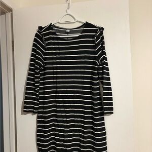 Old Navy Black and White Striped Long Sleeve Dress
